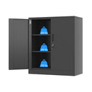 iJINGUR Metal Storage Cabinet with 2 Adjustable Shelves and Locking Doors, Black