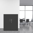 iJINGUR Metal Storage Cabinet with 2 Adjustable Shelves and Locking Doors, Black