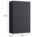 JINGUR Metal Storage Cabinet with Locking Doors and 3 Adjustable Shelves, Black