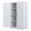 JINGUR Metal Storage Cabinet with Locking Doors and 3 Adjustable Shelves, White