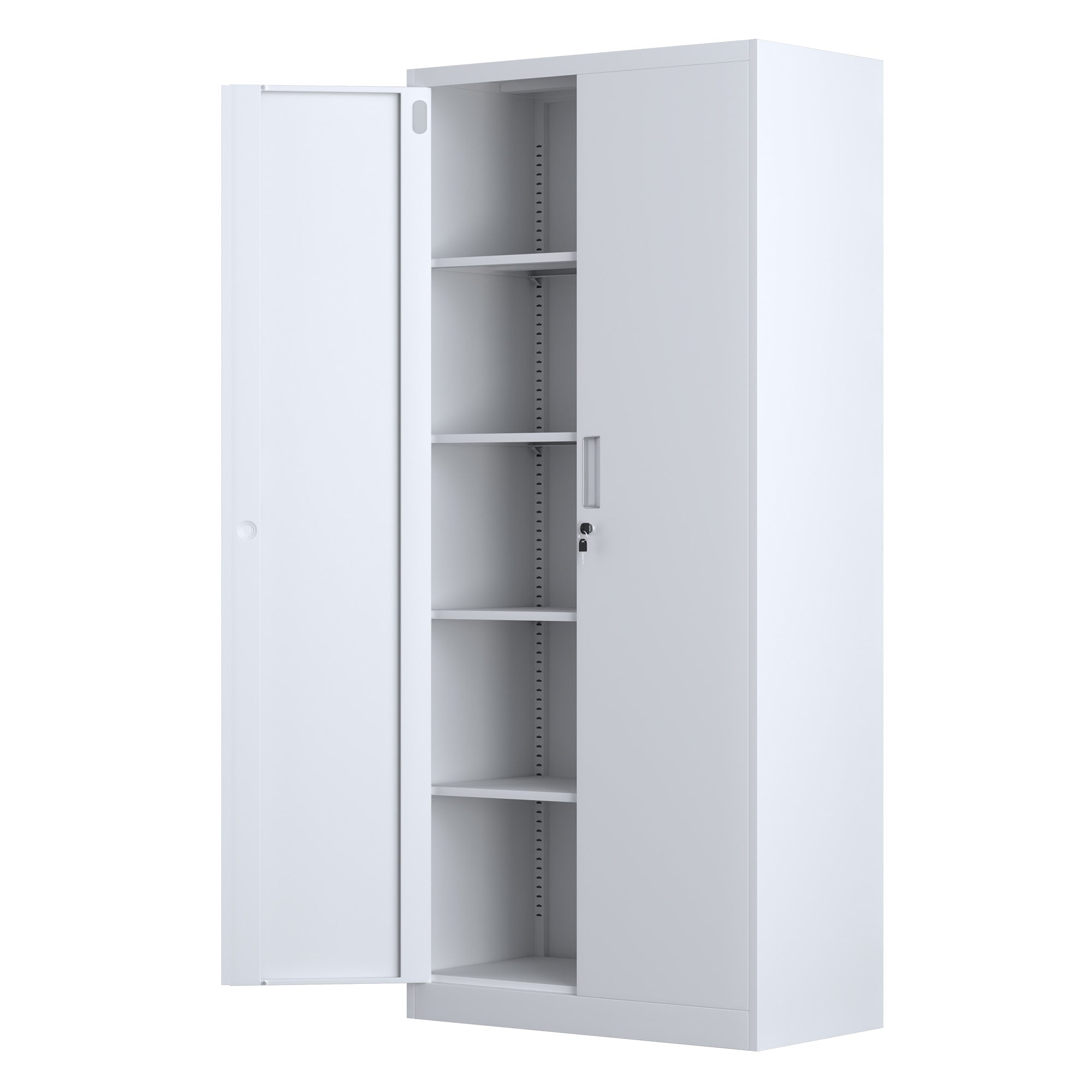  JINKUR Metal Storage Cabinet with Locking Doors and 4  Adjustable Shelves, 86.6-Inch Extra Tall Lockable Steel Storage Cabinets  for Home Office Garage Kitchen Pantry (White) : Home & Kitchen