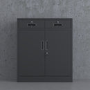 JINGUR Metal Storage Cabinet with Locking Doors and 2 Lockable Drawers, Black
