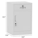 JINGUR Metal Storage Cabinet with Locking Door and Drawer, White