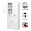 JINGUR Metal Storage Cabinet with Locking Doors and 2 Drawers, White
