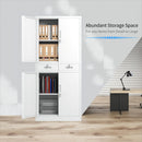 JINGUR Metal Storage Cabinet with Locking Doors and 2 Drawers, White