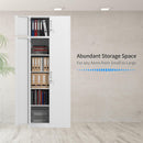 iJINGUR Extra Tall Metal Storage Cabinet with 4 Adjustable Shelves and Locking Doors, White