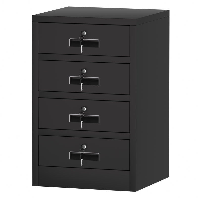 JINGUR Metal Storage Cabinet with 4 Drawers, Black