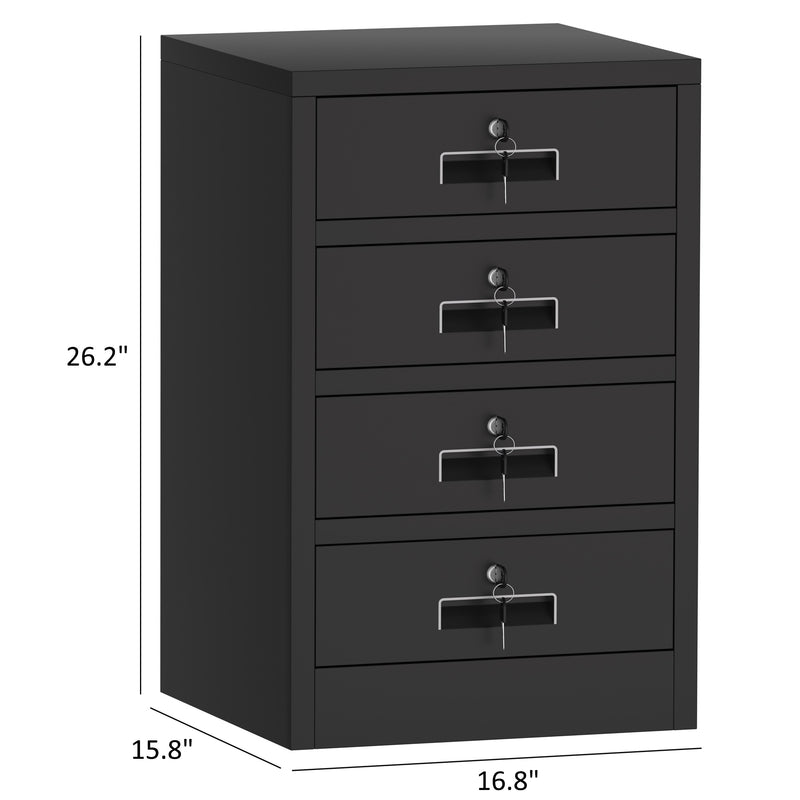 JINGUR Metal Storage Cabinet with 4 Drawers, Black