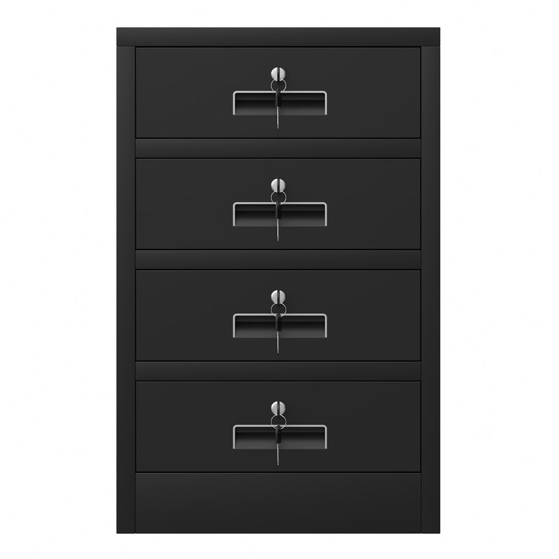 JINGUR Metal Storage Cabinet with 4 Drawers, Black