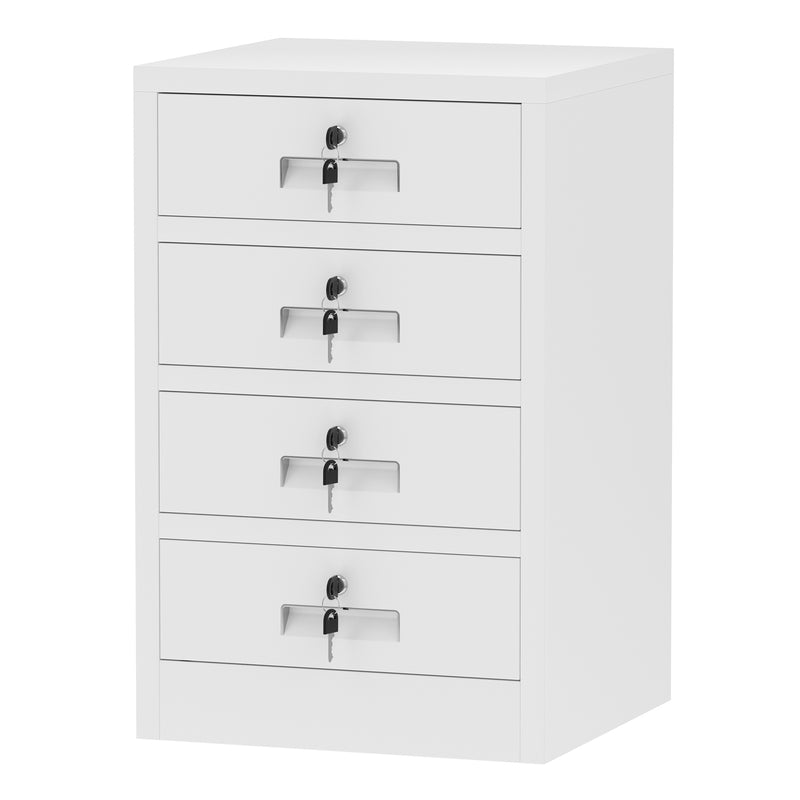 JINGUR Metal Storage Cabinet with 4 Drawers, White