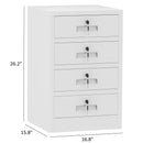 JINGUR Metal Storage Cabinet with 4 Drawers, White