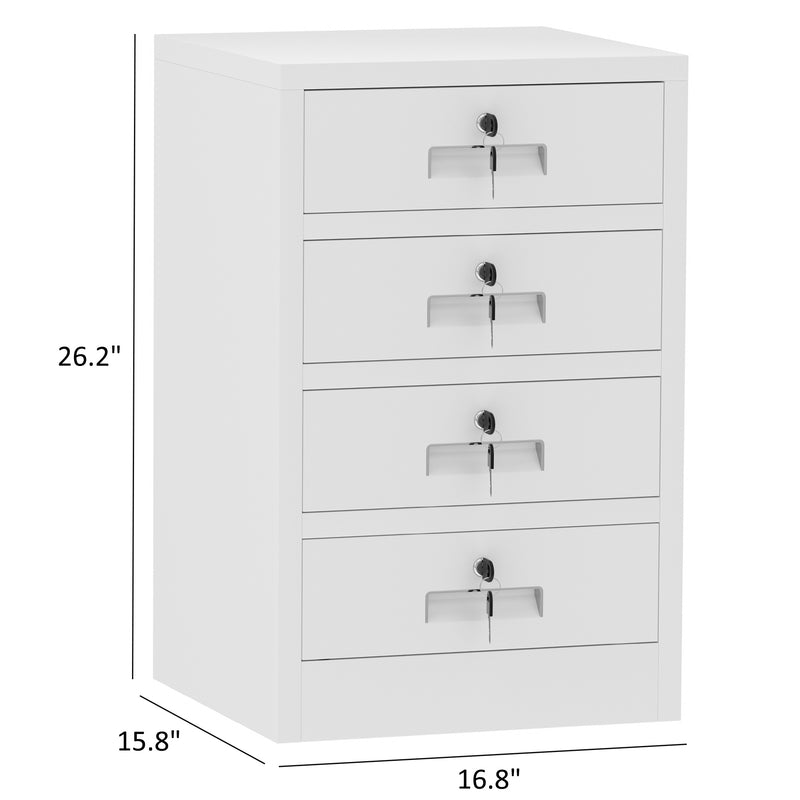 JINGUR Metal Storage Cabinet with 4 Drawers, White