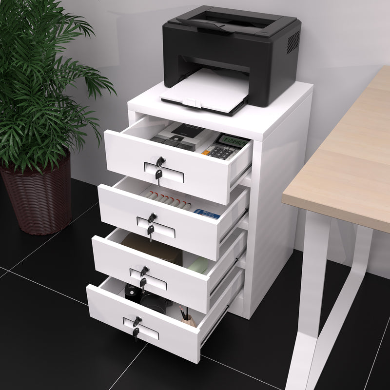 JINGUR Metal Storage Cabinet with 4 Drawers, White