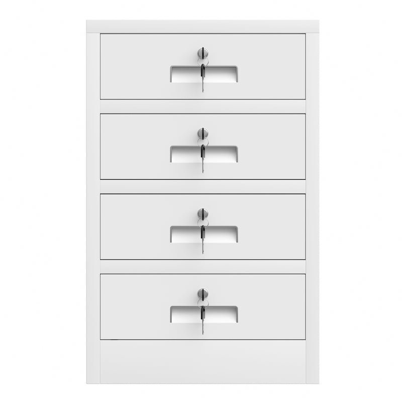 JINGUR Metal Storage Cabinet with 4 Drawers, White