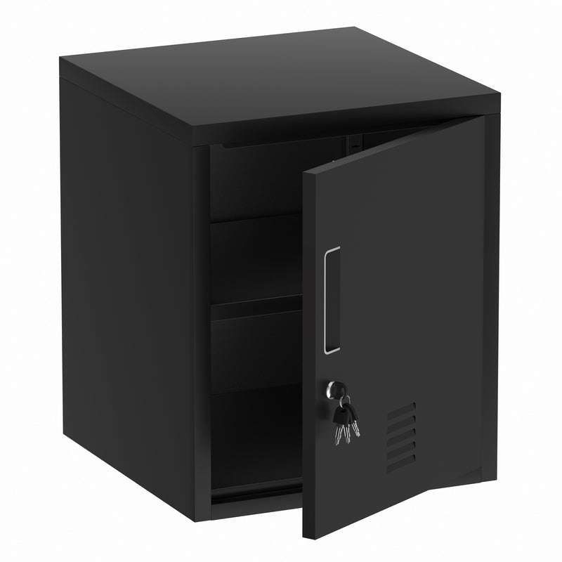 JINGUR Metal Storage Locker with Locking Door and Adjustable Shelf, Black