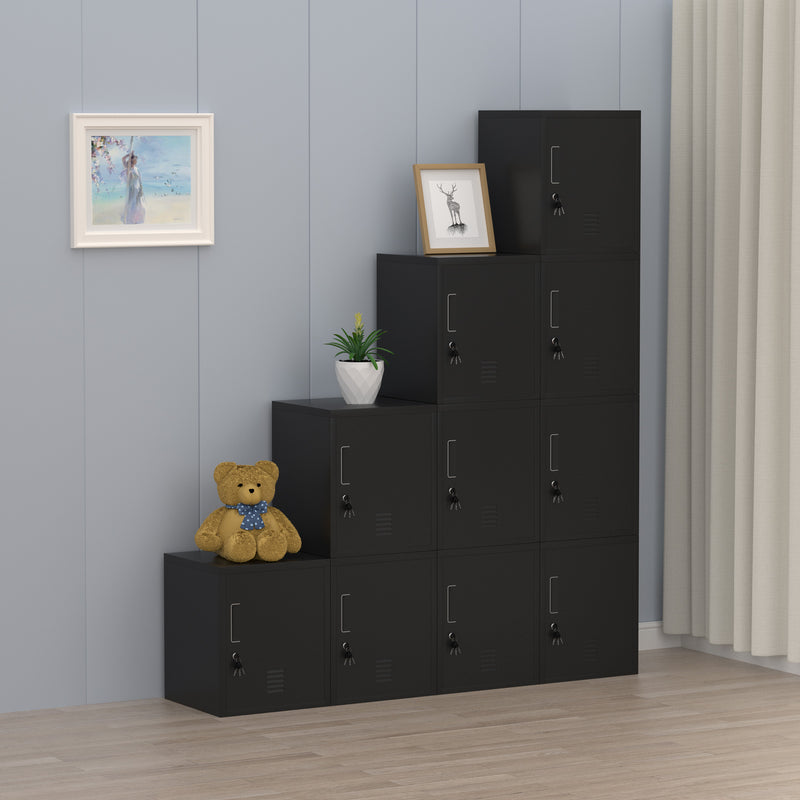 JINGUR Metal Storage Locker with Locking Door and Adjustable Shelf, Black