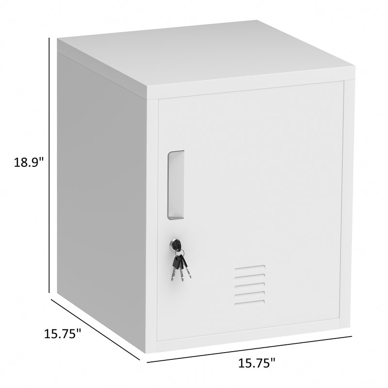 JINGUR Metal Storage Locker with Locking Door and Adjustable Shelf, White