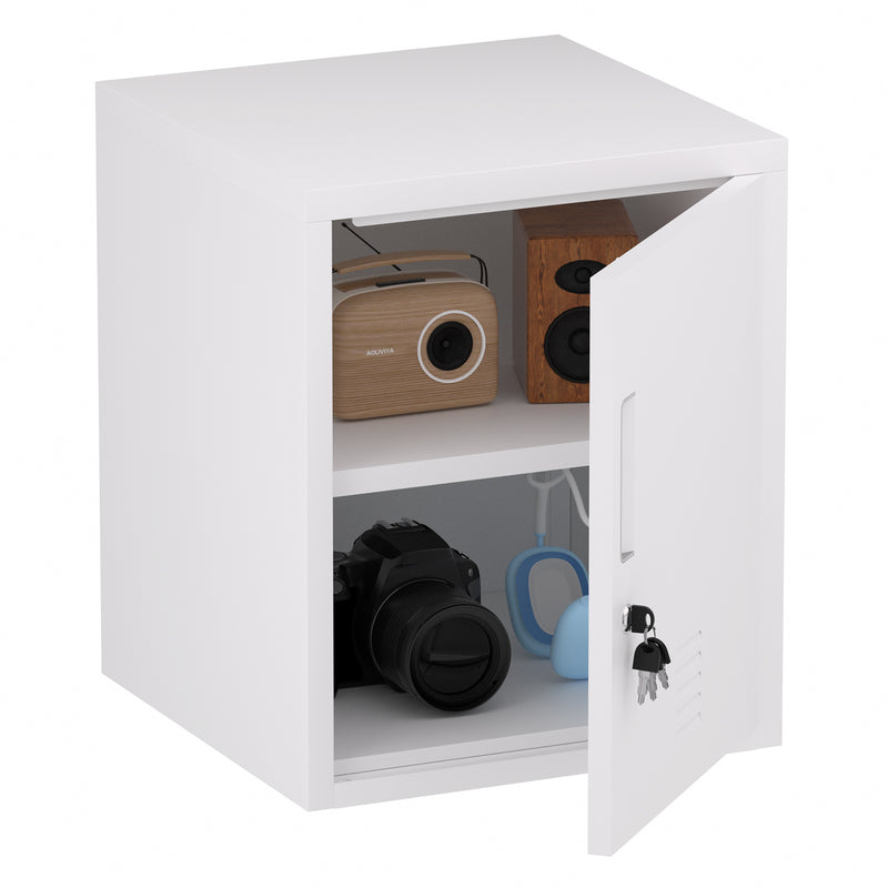 JINGUR Metal Storage Locker with Locking Door and Adjustable Shelf, White