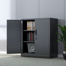 iJINGUR Metal Storage Cabinet with 2 Adjustable Shelves and Locking Doors, Black