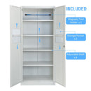 Metal Storage Cabinet with Locking Doors and 4 Adjustable Shelves, White
