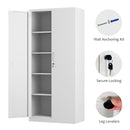 Metal Storage Cabinet with Locking Doors and 4 Adjustable Shelves, White