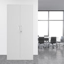 Metal Storage Cabinet with Locking Doors and 4 Adjustable Shelves, White