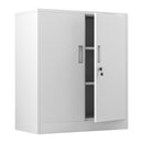 iJINGUR Metal Storage Cabinet with 2 Adjustable Shelves and Locking Doors, White