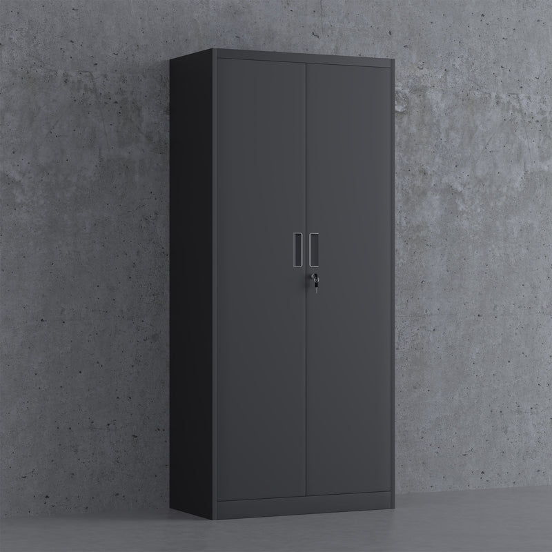 JINGUR Metal Storage Cabinet with Locking Doors and Adjustable Shelves, Black