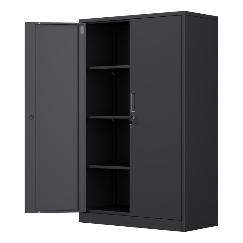 JINGUR Metal Storage Cabinet with Locking Doors and 3 Adjustable Shelves, Black