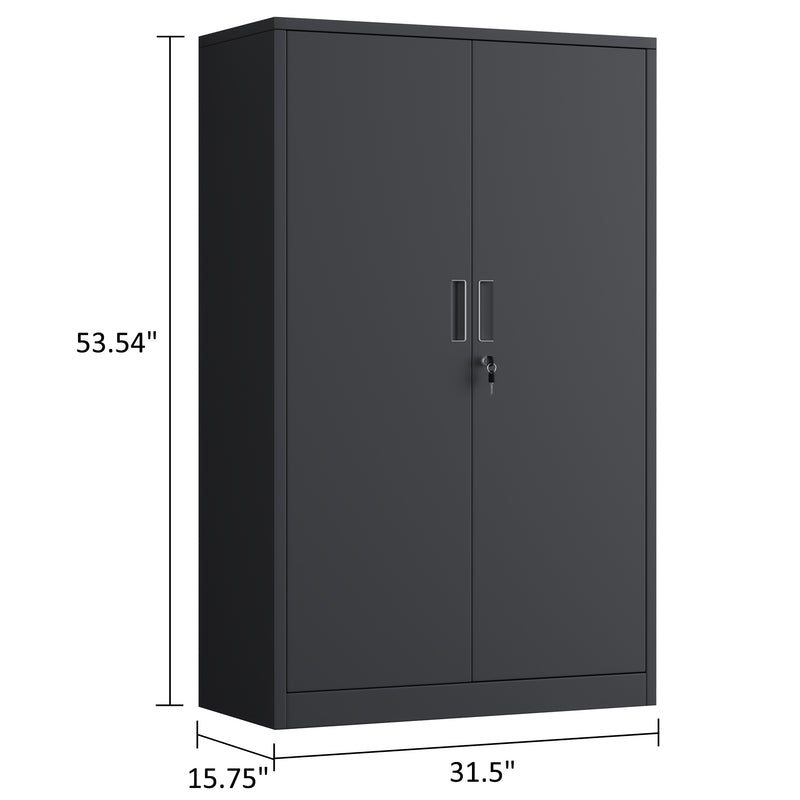 JINGUR Metal Storage Cabinet with Locking Doors and 3 Adjustable Shelves, Black