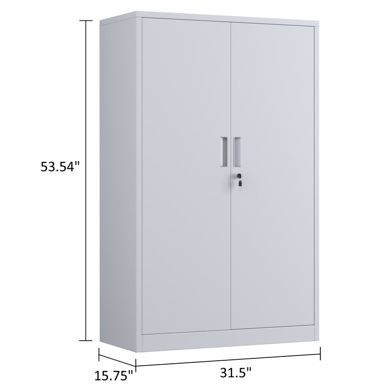 JINGUR Metal Storage Cabinet with Locking Doors and 3 Adjustable Shelves, White