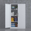 JINGUR Metal Storage Cabinet with Locking Doors and 3 Adjustable Shelves, White