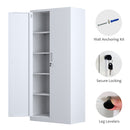 JINGUR Metal Storage Cabinet with Locking Doors and Adjustable Shelves, White