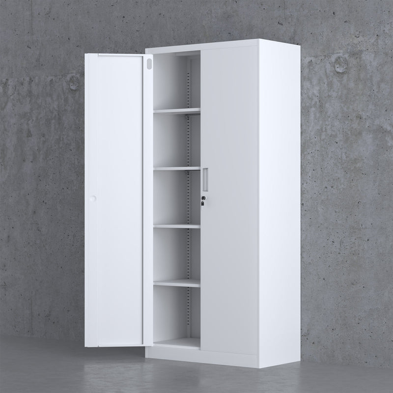 JINGUR Metal Storage Cabinet with Locking Doors and Adjustable Shelves, White