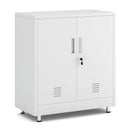JINGUR Metal Storage Cabinet with Locking Doors and Adjustable Shelf, White