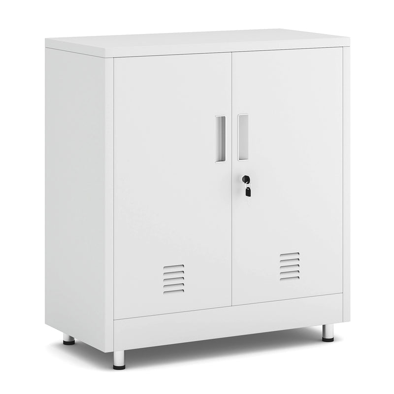 JINGUR Metal Storage Cabinet with Locking Doors and Adjustable Shelf, White