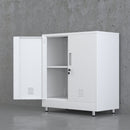JINGUR Metal Storage Cabinet with Locking Doors and Adjustable Shelf, White