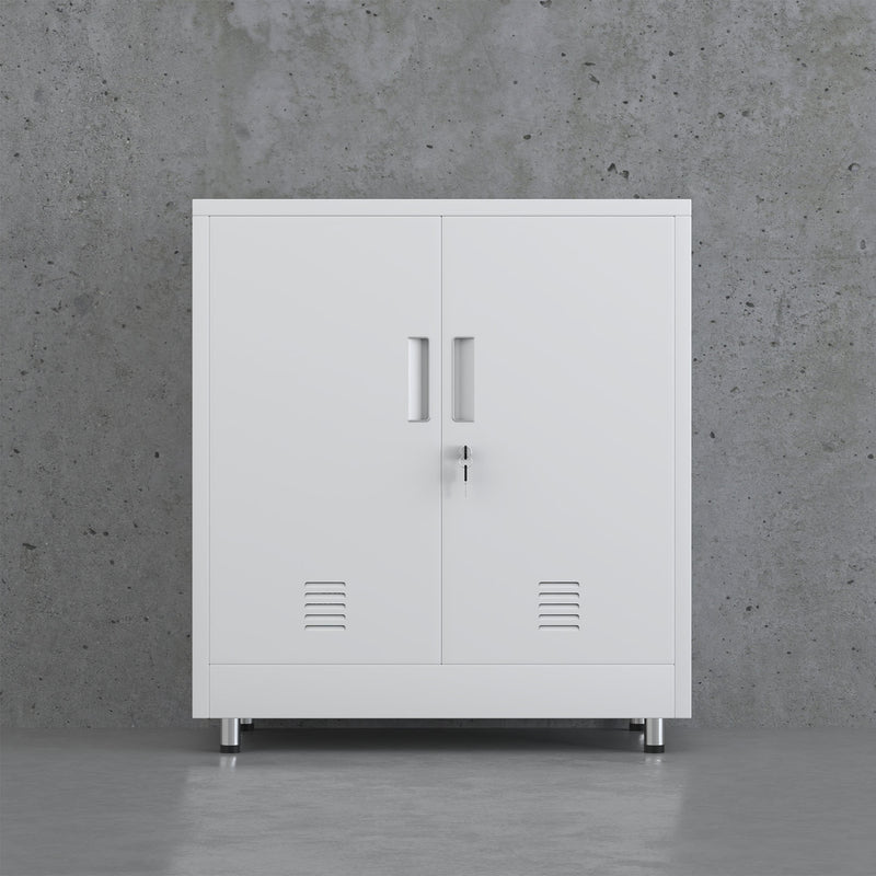 JINGUR Metal Storage Cabinet with Locking Doors and Adjustable Shelf, White