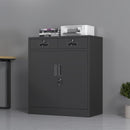 JINGUR Metal Storage Cabinet with Locking Doors and 2 Lockable Drawers, Black