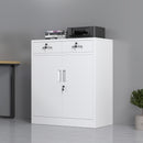 JINGUR Metal Storage Cabinet with Locking Doors and 2 Lockable Drawers, White