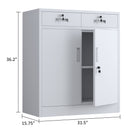 JINGUR Metal Storage Cabinet with Locking Doors and 2 Lockable Drawers, White
