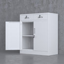 JINGUR Metal Storage Cabinet with Locking Doors and 2 Lockable Drawers, White