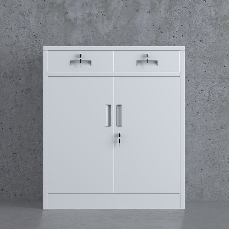 White metal storage cabinet store with doors