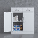 JINGUR Metal Storage Cabinet with Locking Doors and 2 Lockable Drawers, White